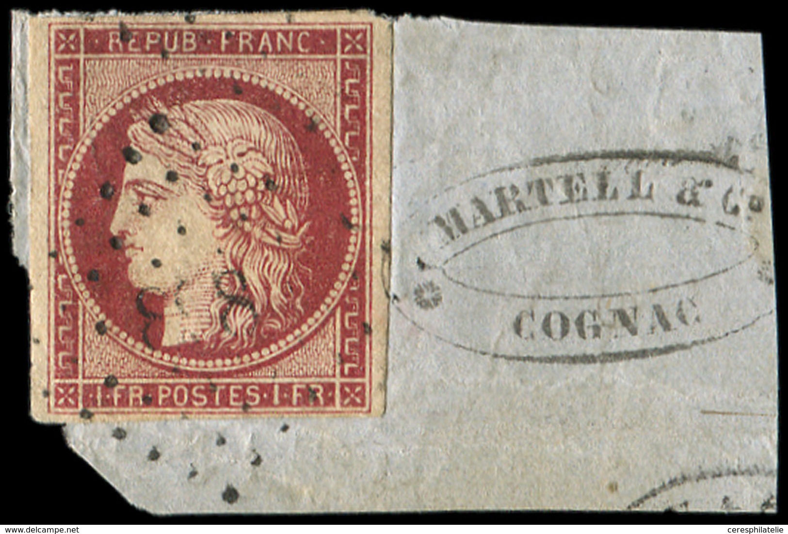 EMISSION DE 1849 6     1f. Carmin, Oblitéré PC 898 Sur Fragment, Frais Et TB - 1849-1850 Ceres