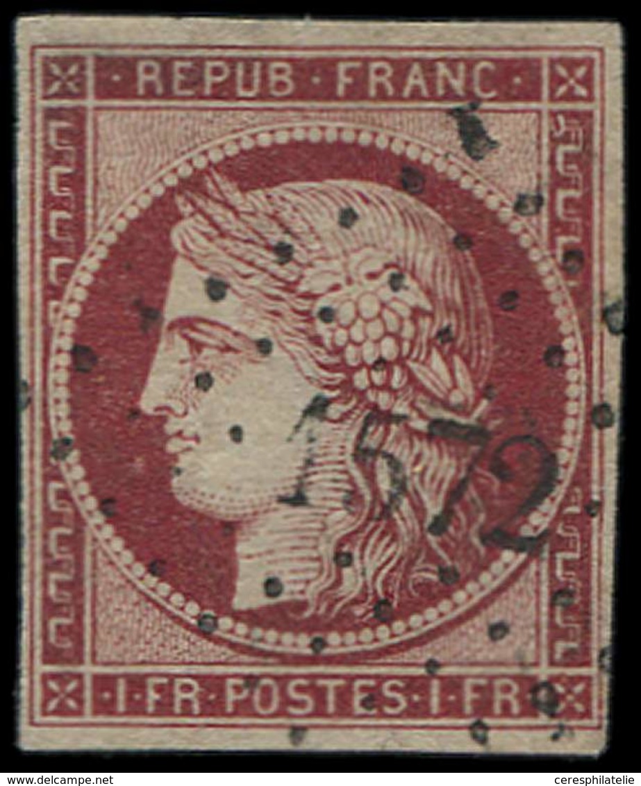 EMISSION DE 1849 6     1f. Carmin, Oblitéré PC 1572, Très Belle Nuance, TB - 1849-1850 Ceres
