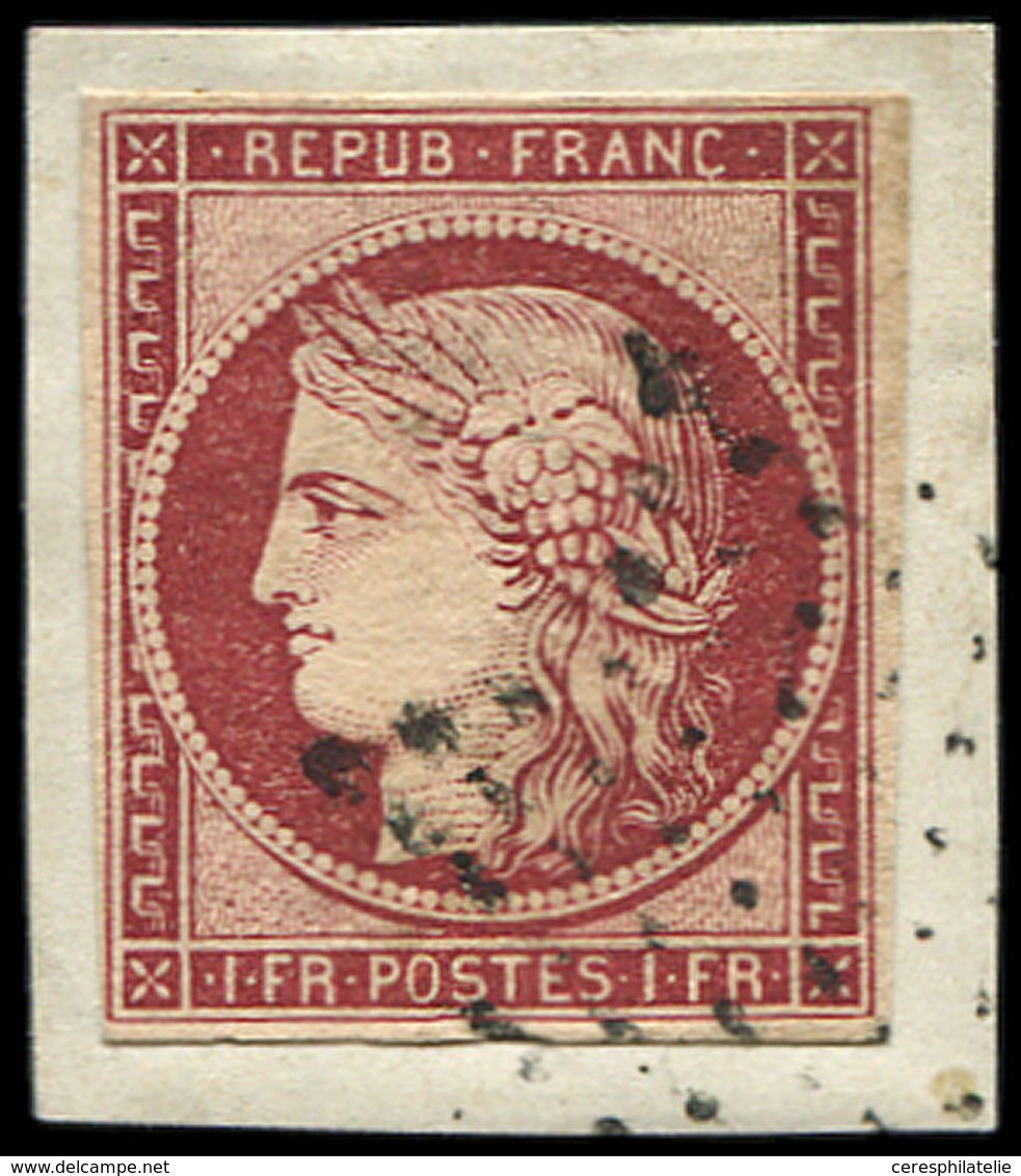 EMISSION DE 1849 6     1f. Carmin, Oblitéré ETOILE Sur Fragment, Frais Et TB - 1849-1850 Cérès