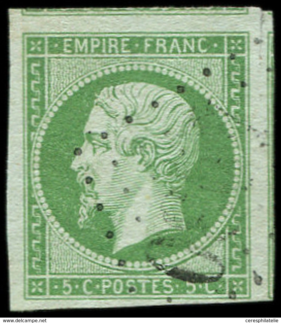 EMPIRE NON DENTELE 12    5c. Vert, Grandes Marges, 2 Amorces De Voisin, Obl. GC Léger, TTB - 1853-1860 Napoléon III.