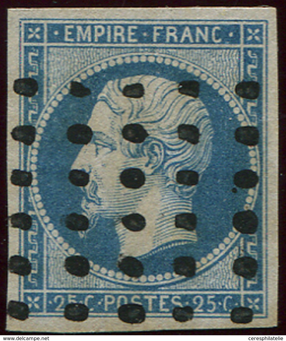 EMPIRE NON DENTELE 15   25c. Bleu, Obl. GROS POINTS, TB - 1853-1860 Napoléon III.