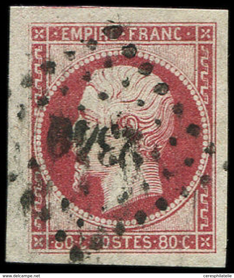 EMPIRE NON DENTELE 17A  80c. Carmin Clair, Obl. PC 2340, Grandes Marges, TTB - 1853-1860 Napoléon III.