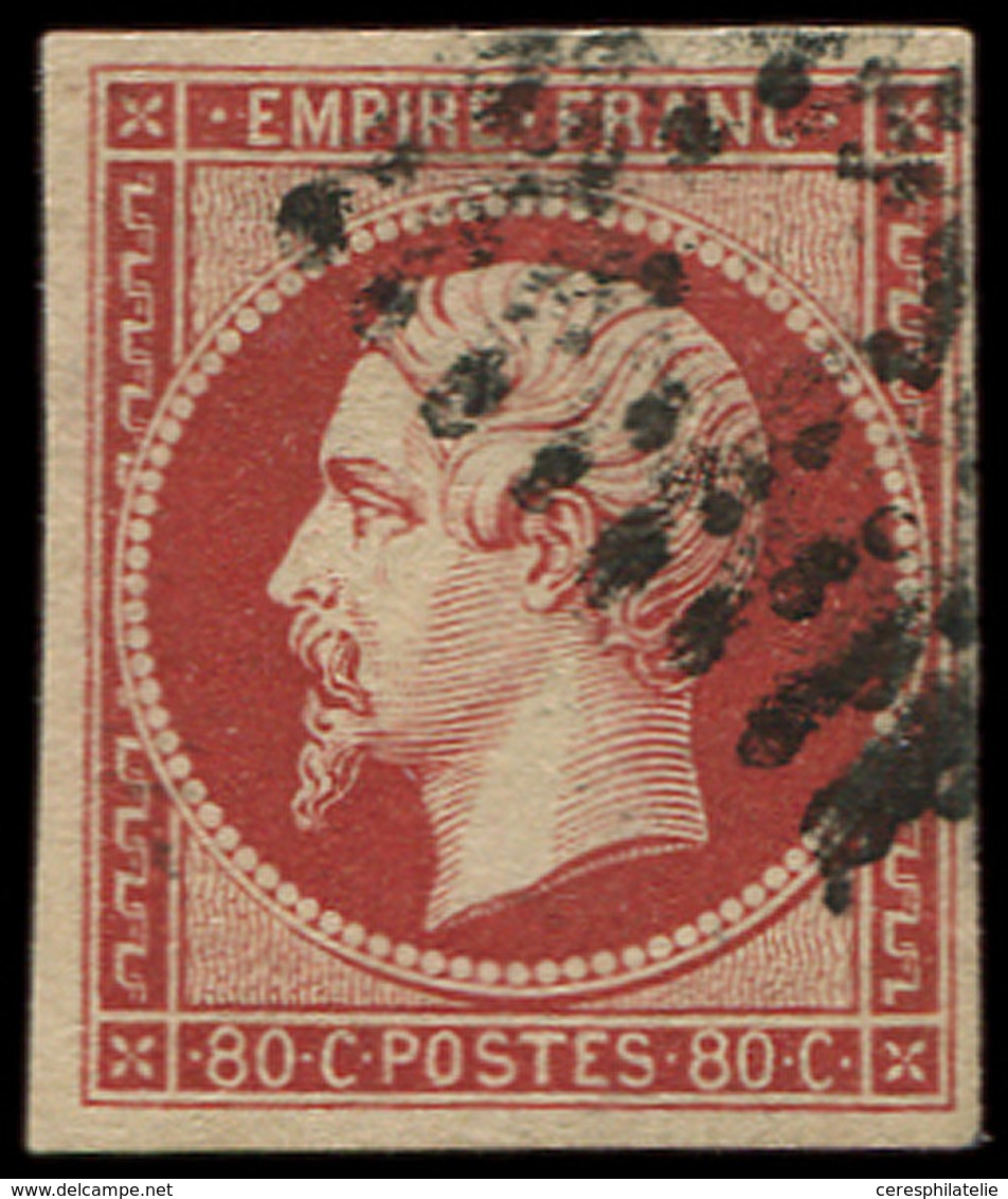 EMPIRE NON DENTELE 17Ad 80c. VERMILLONNE, Obl., Pelurage, B/TB - 1853-1860 Napoleone III