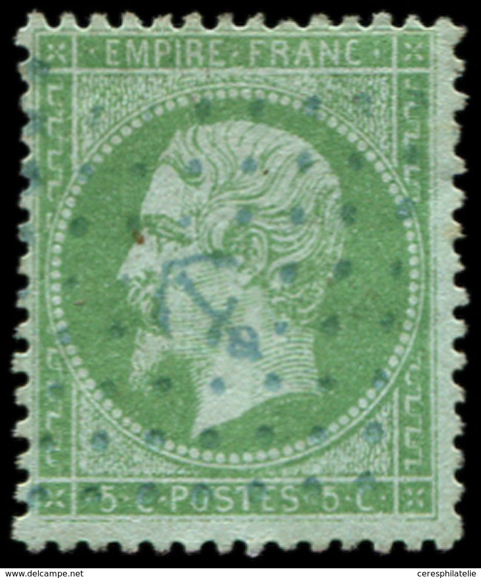 EMPIRE DENTELE 20    5c. Vert, Obl. ANCRE BLEUE, TB - 1862 Napoléon III.