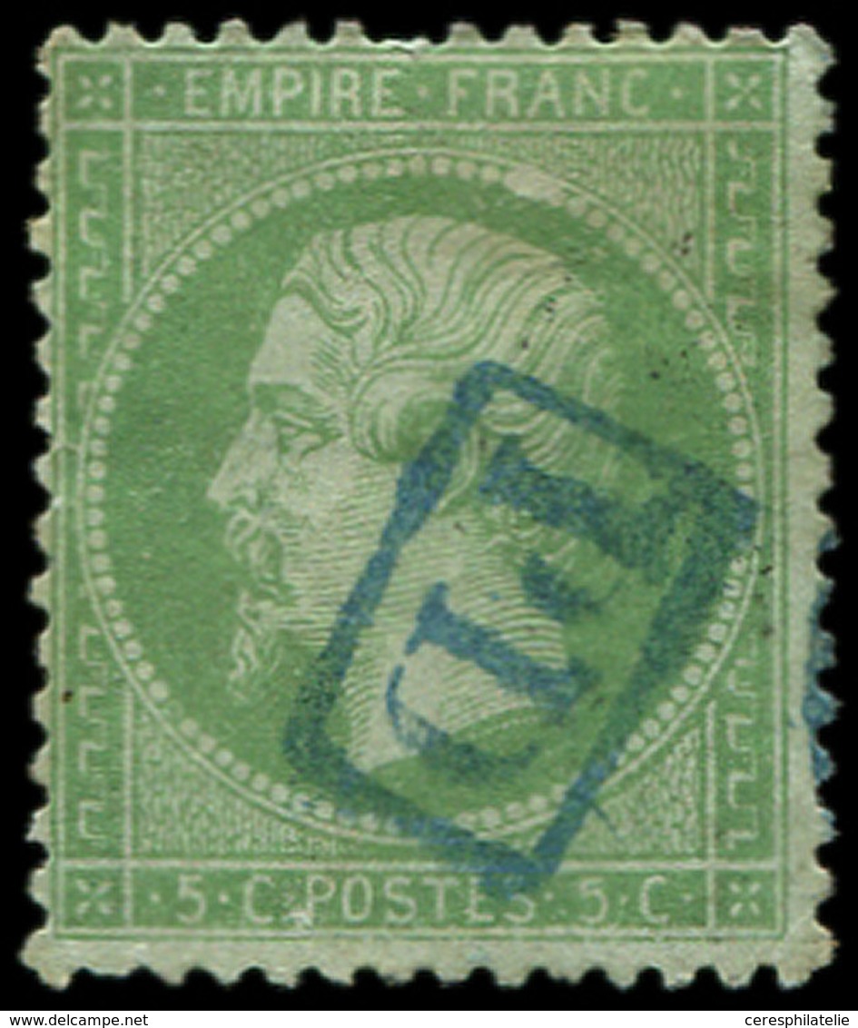 EMPIRE DENTELE 20    5c. Vert, Obl. PD Bleu Dans Un Rectangle, TB. Br - 1862 Napoléon III.