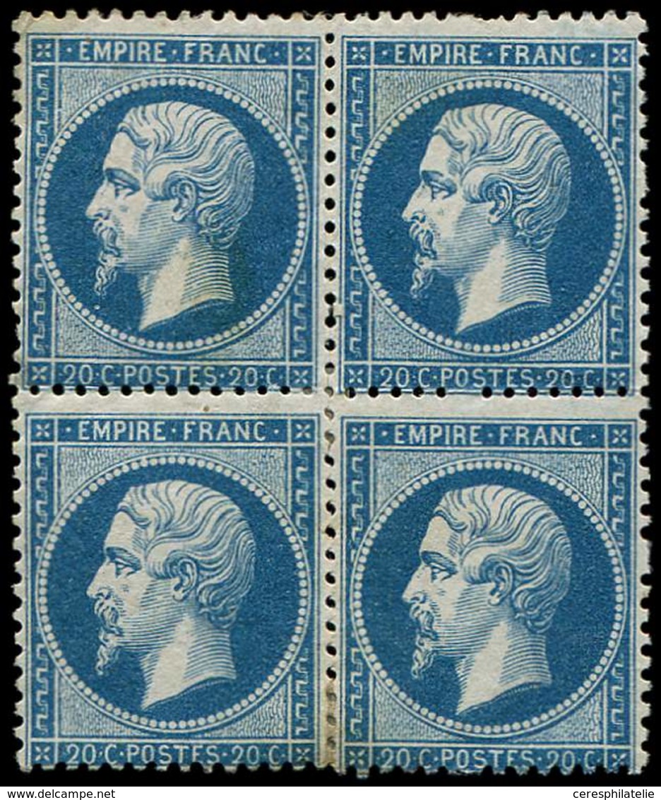 * EMPIRE DENTELE 22   20c. Bleu, BLOC De 4, TB - 1862 Napoléon III.