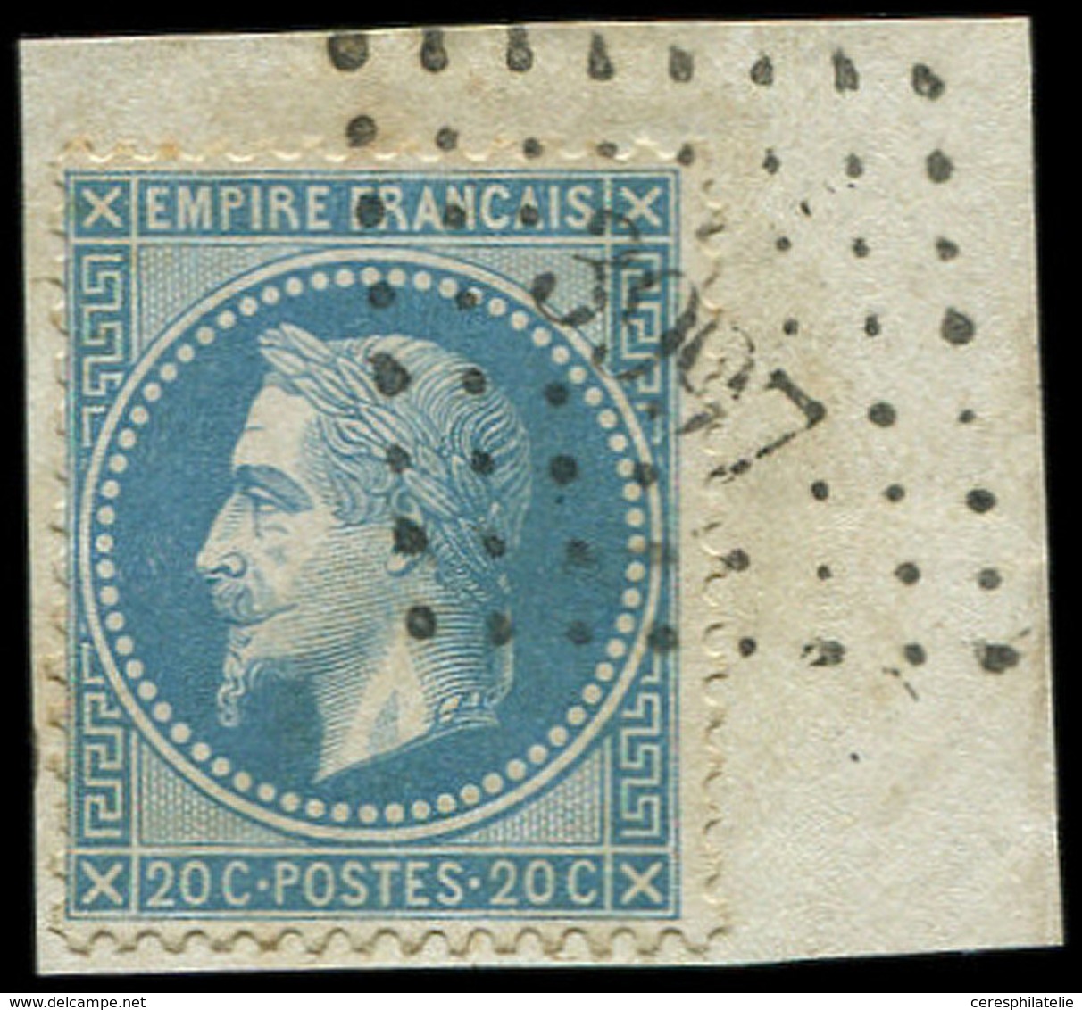 EMPIRE LAURE 29B  20c. Bleu, T II, Obl. PC Du GC 3997 Sur Petit Fragt, Frappe Superbe - 1863-1870 Napoléon III. Laure