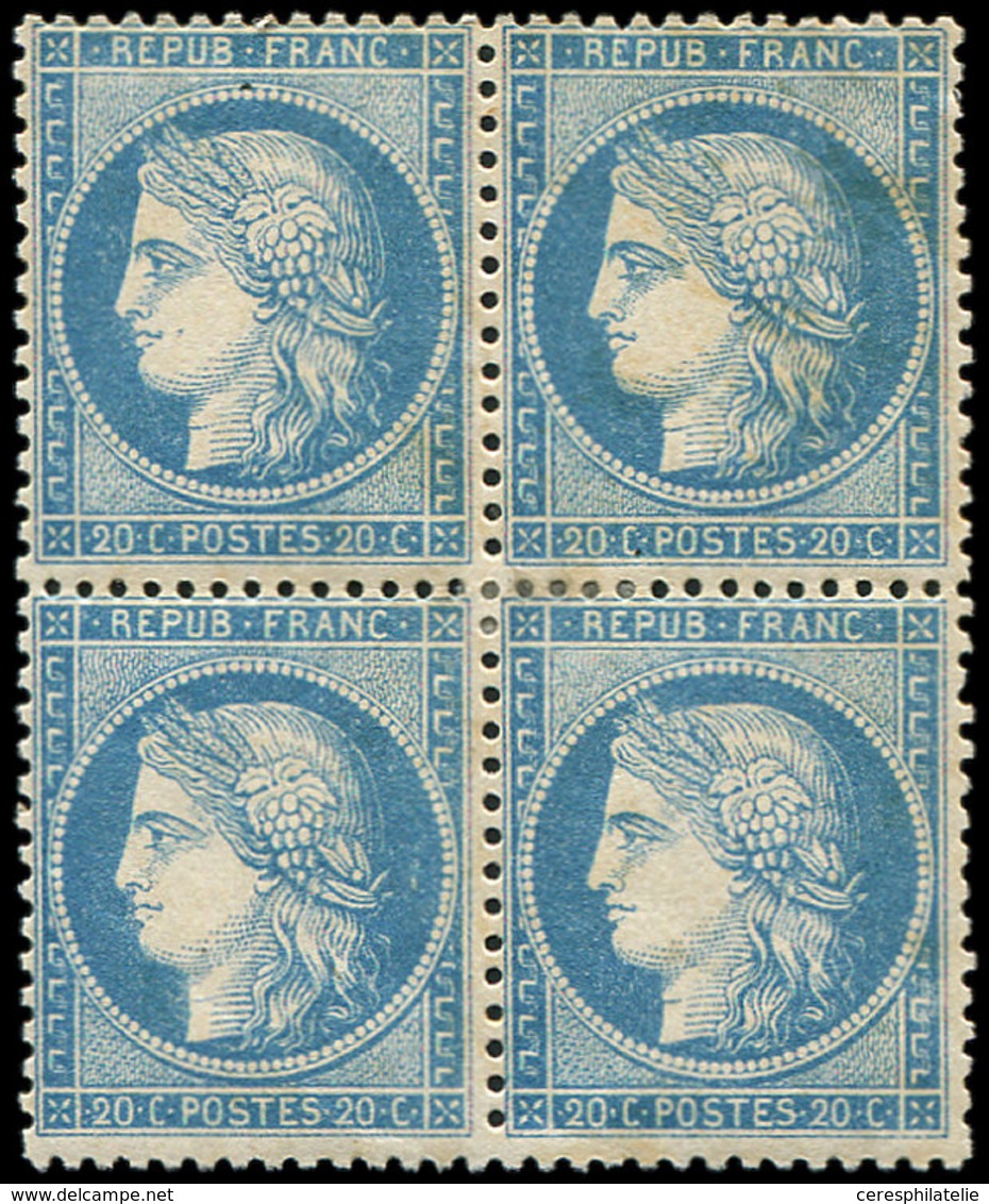 * SIEGE DE PARIS 37   20c. Bleu, BLOC De 4, Pet. Ch., Point Roux Sur Une Dent, TB - 1870 Belagerung Von Paris