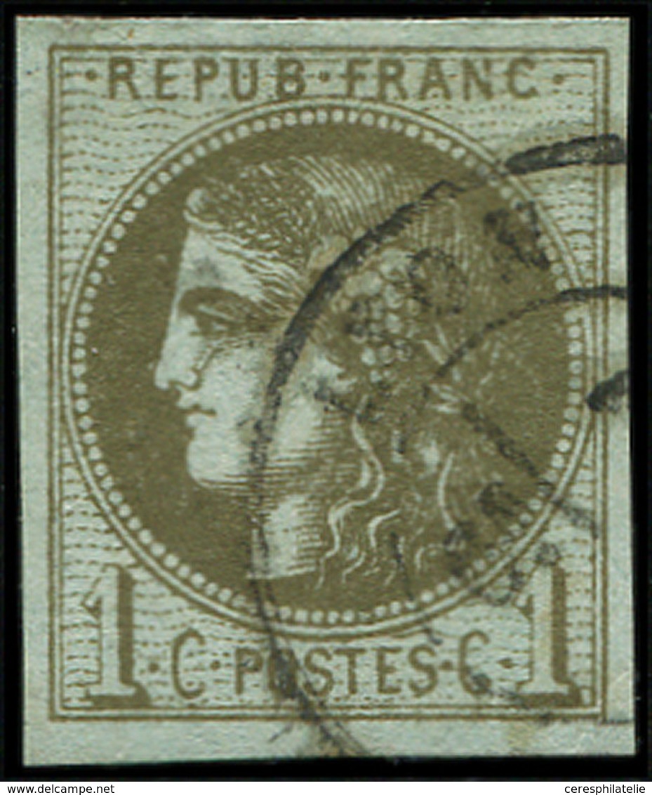 EMISSION DE BORDEAUX 39C   1c. Olive, R III, Obl. Càd T17 LYON, TB - 1870 Ausgabe Bordeaux