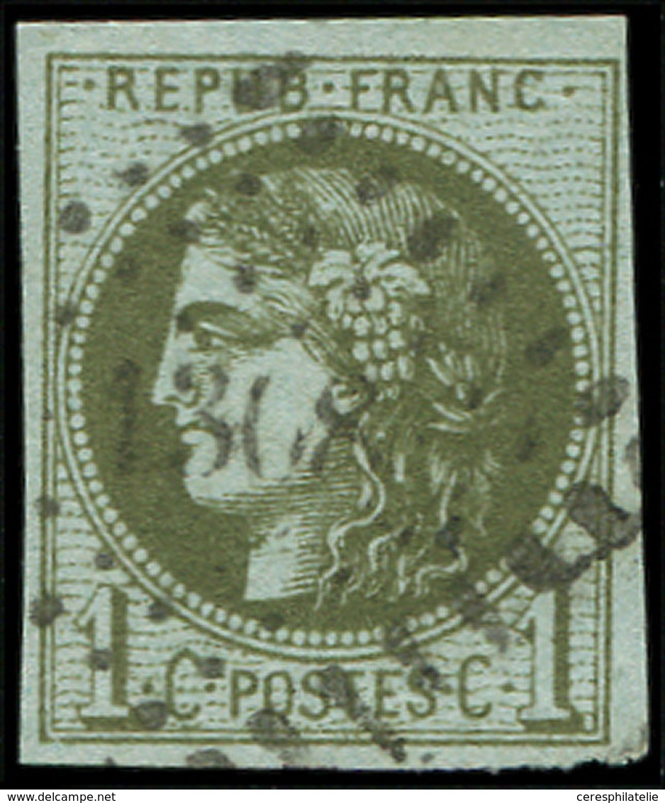 EMISSION DE BORDEAUX 39C   1c. Olive, R III, Obl. PC Du GC, TB - 1870 Ausgabe Bordeaux