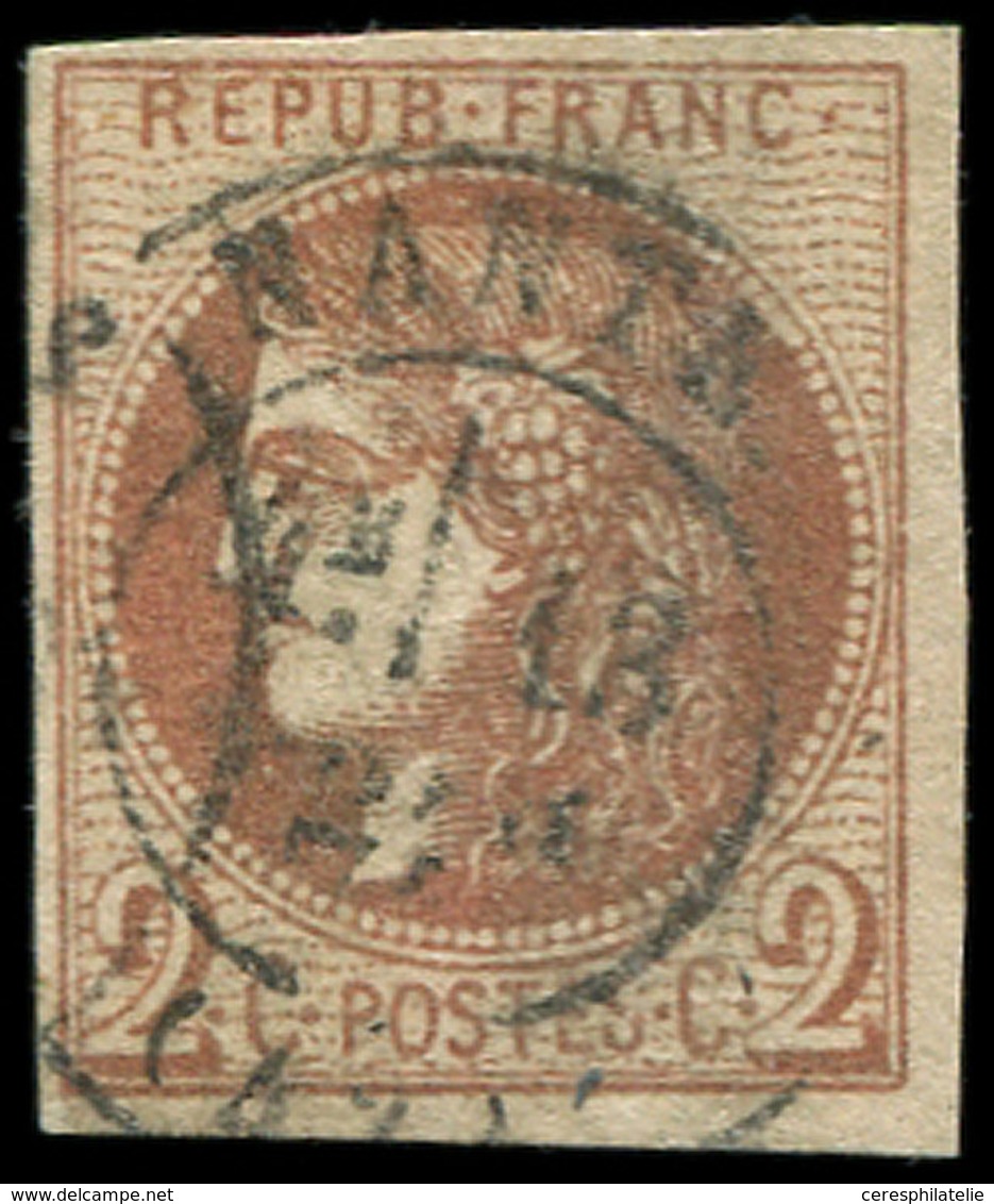EMISSION DE BORDEAUX 40B   2c. Brun-rouge, R II, Obl. Càd T17 NANTES, TB - 1870 Ausgabe Bordeaux