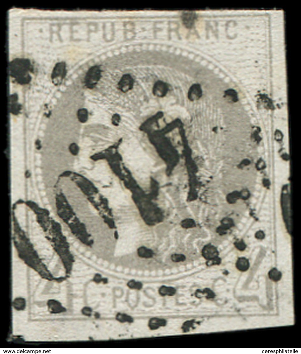 EMISSION DE BORDEAUX 41B   4c. Gris, R II, Oblitéré GC 4100, TB - 1870 Ausgabe Bordeaux