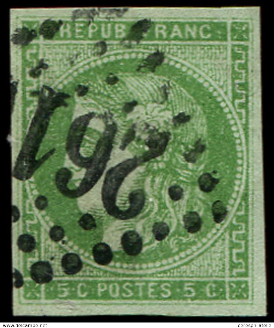 EMISSION DE BORDEAUX 42B   5c. Vert Jaune, R II, Oblitéré GC, TB. Br - 1870 Ausgabe Bordeaux