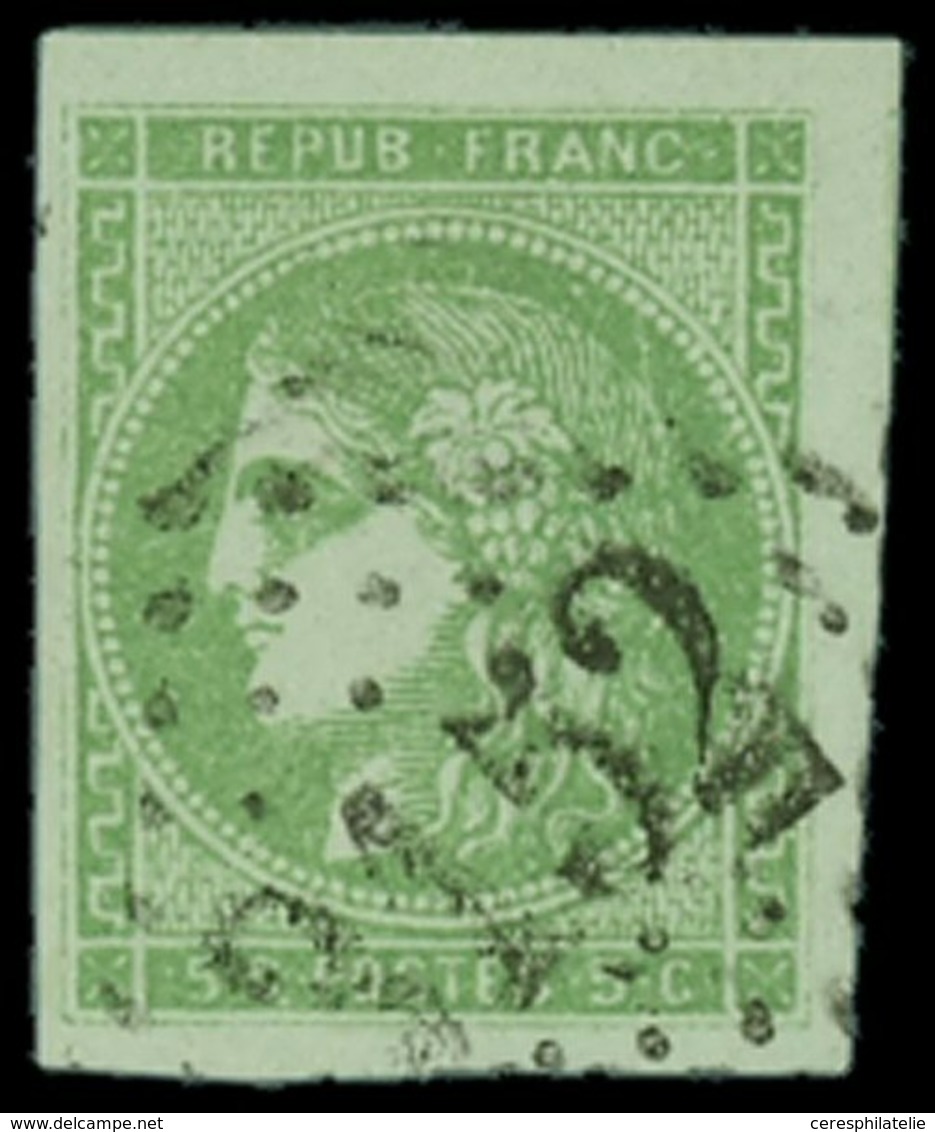 EMISSION DE BORDEAUX 42g   5c. Vert Jaune, R II, 2ème état, Belles Marges, Obl. GC 3152, TB/TTB - 1870 Ausgabe Bordeaux