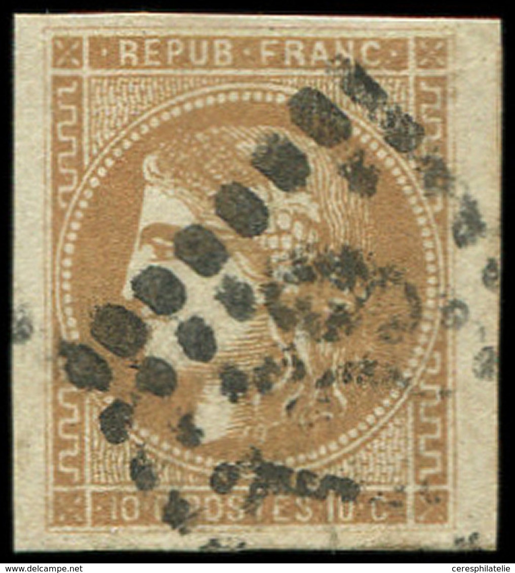 EMISSION DE BORDEAUX 43Ac 10c. Bistre Foncé, R I, Obl. GC, Infime Pelurage, Mais Belle Nuance, TB - 1870 Ausgabe Bordeaux