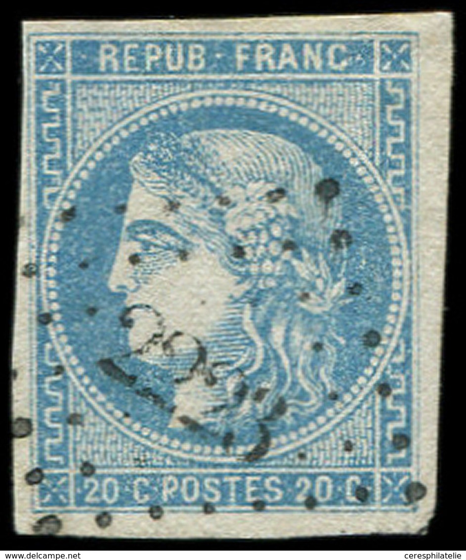 EMISSION DE BORDEAUX 46B  20c. Bleu, T III, R II, Obl. PC Du GC 2223, Frappe Superbe - 1870 Ausgabe Bordeaux