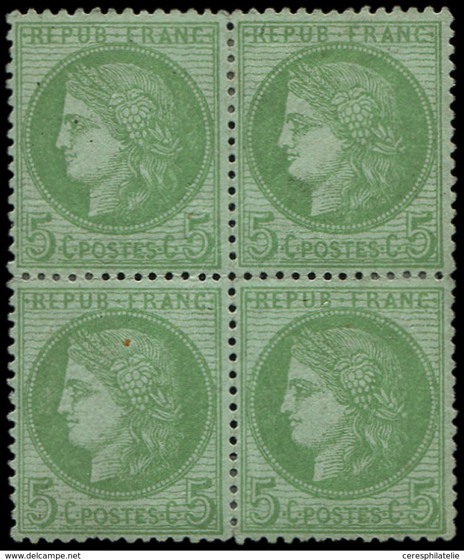* CERES DENTELE 53    5c. Vert-jaune Sur Azuré, BLOC De 4 Bien Centré, TB, Certif. Calves - 1849-1876: Klassik