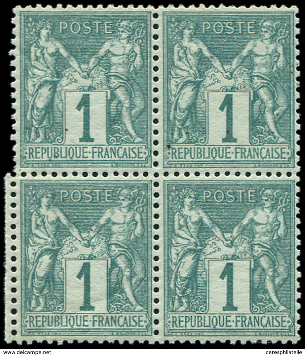 ** TYPE SAGE 61    1c. Vert, BLOC De 4, Centrage Parfait, Fraîcheur Postale, TTB - 1876-1878 Sage (Tipo I)