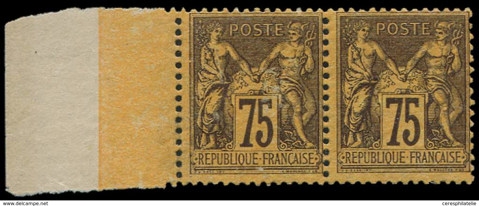 ** TYPE SAGE 99a  75c. Violet Sur Jaune, PAIRE Bdf, Fraîcheur Postale, TB - 1876-1878 Sage (Typ I)