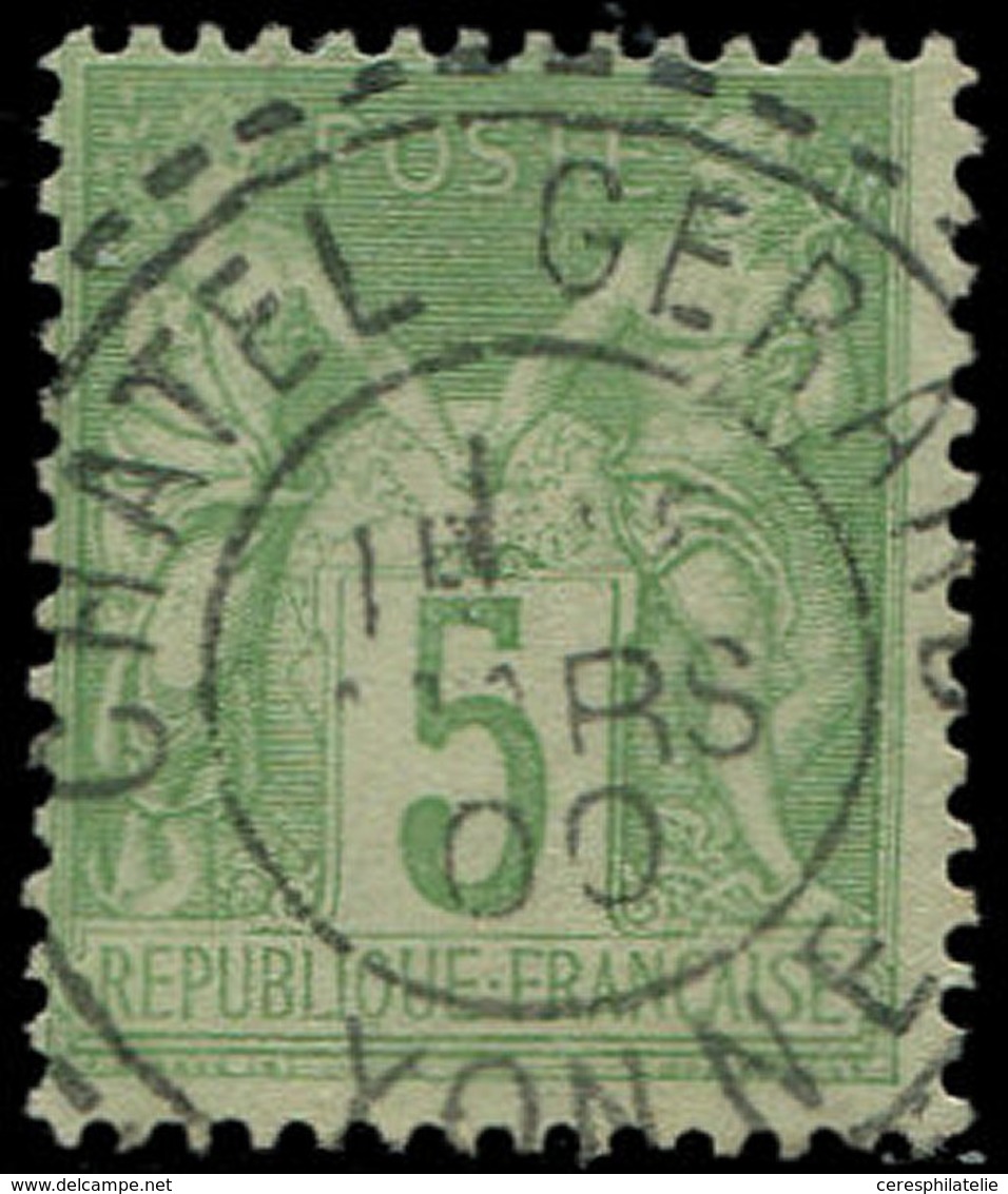 TYPE SAGE 102   5c. Vert Jaune, T I, Obl. Càd Perlé CHATEL GERARD, TB - 1876-1878 Sage (Typ I)