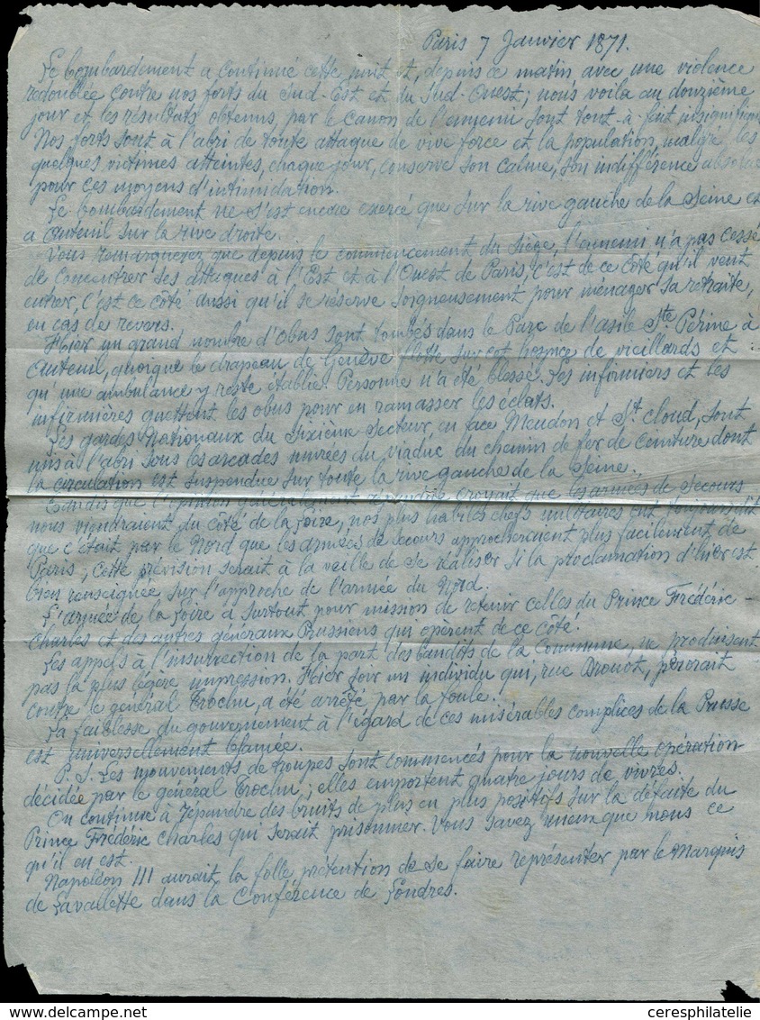 Let BALLONS MONTES Circulaire Manuscrite Polycopiée En Bleu De L'Agence FOURNIER Du 7/1/71, TB - Krieg 1870