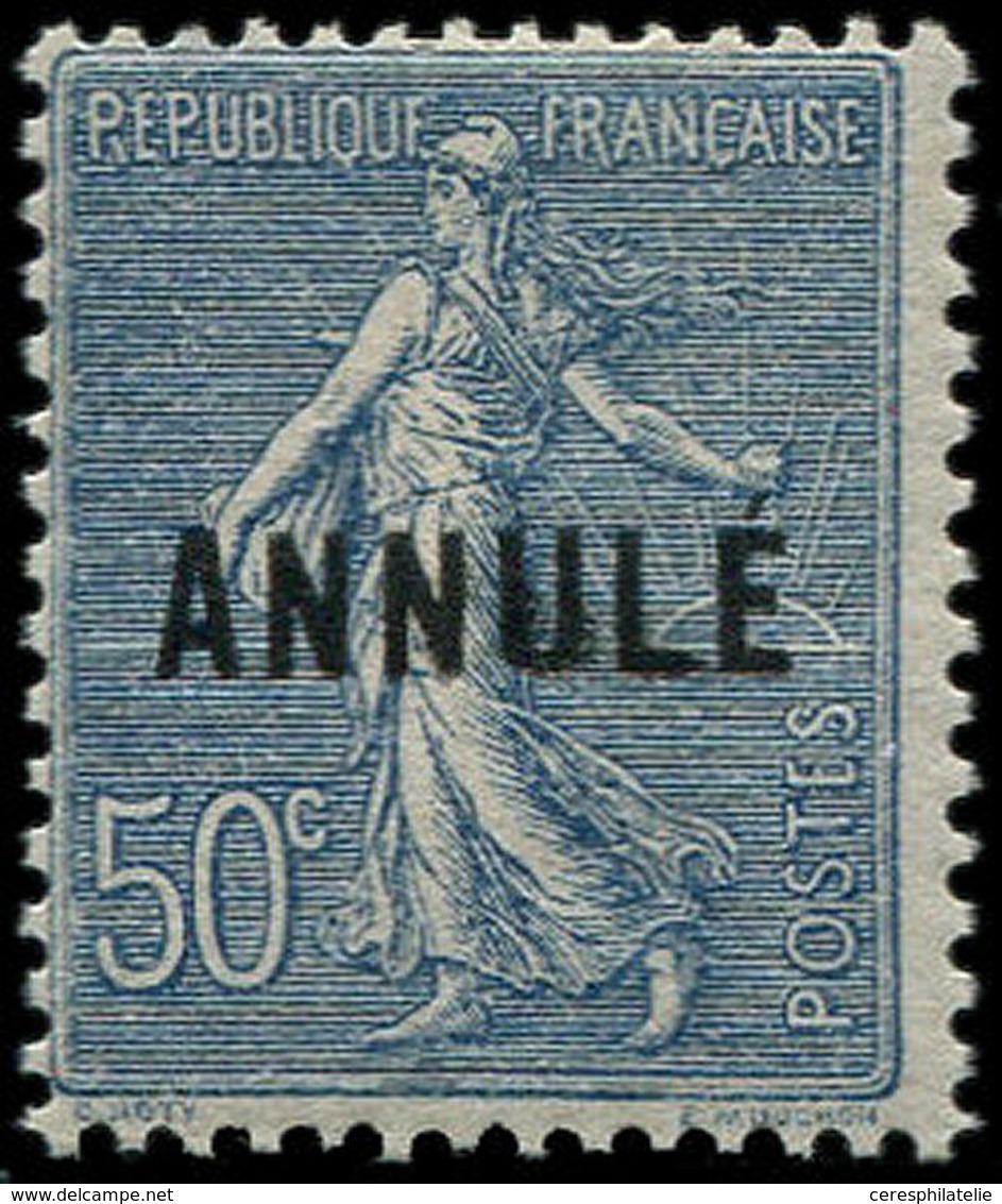 * COURS D'INSTRUCTION 161-CI 2  Semeuse Lignée, 50c. Bleu Surchargé ANNULE, TB - Lehrkurse