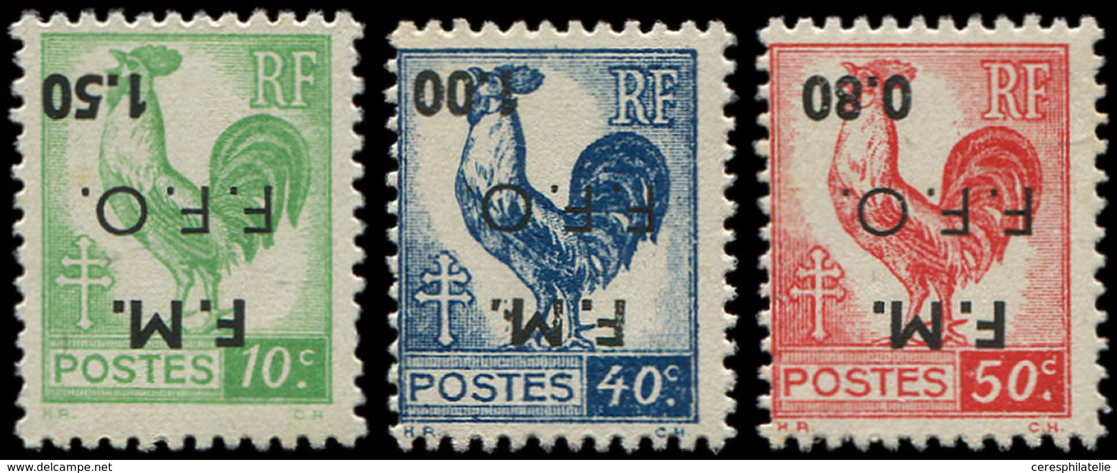 ** TIMBRES DE LIBERATION COGNAC 1/3 : La Série, Surcharge RENVERSEE, TB - Befreiung