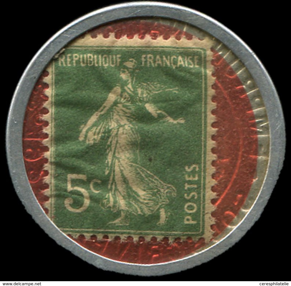 VARIETES 137   Semeuse Camée,  5c. Vert, Timbre Monnaie Crédit Lyonnais, TB - Ungebraucht