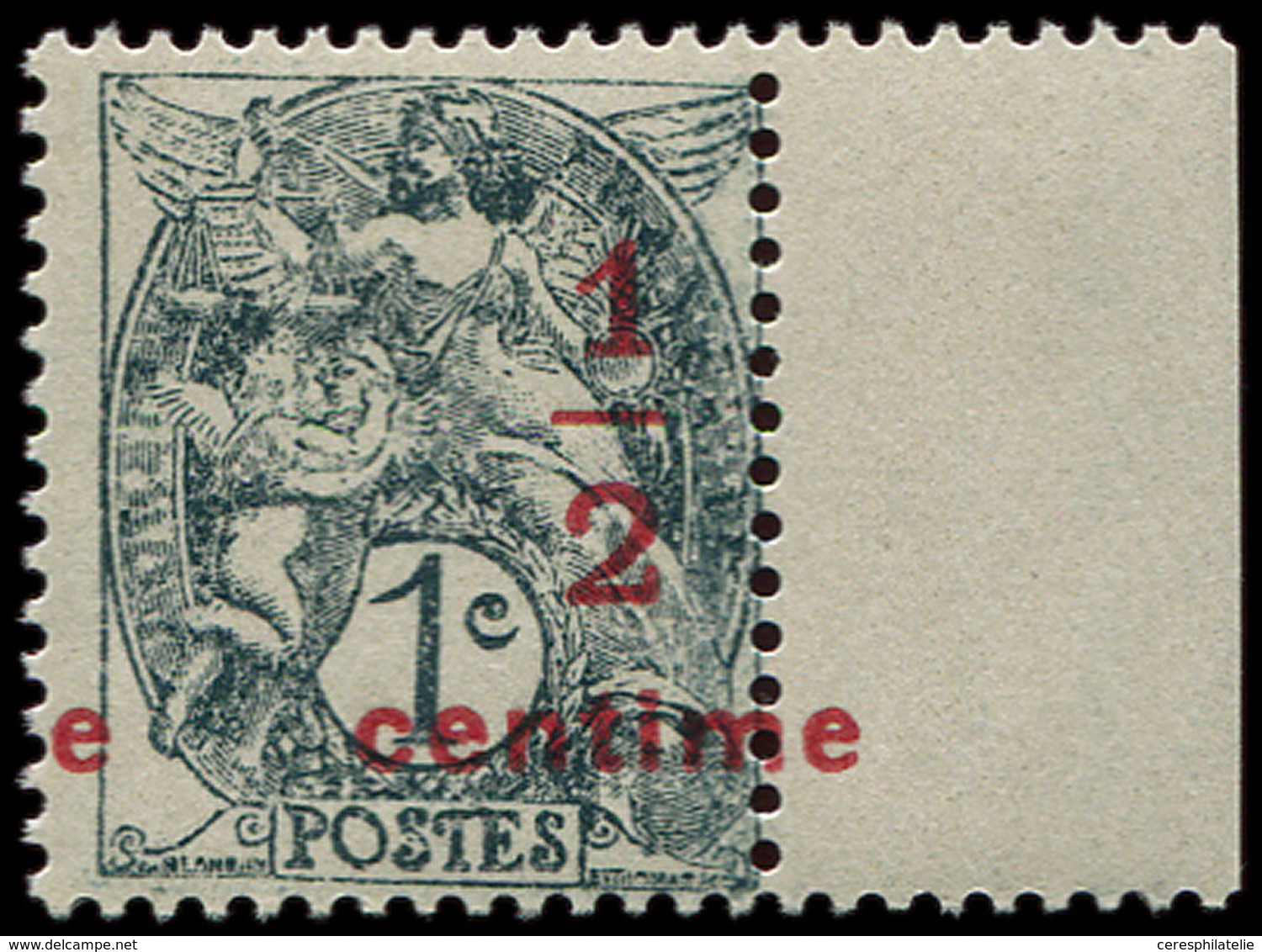 ** VARIETES 157   Blanc, 1/2c. Sur 1c. Gris-noir, Surch. A CHEVAL Sur Le Bdf, Spectaculaire Et TB - Ungebraucht