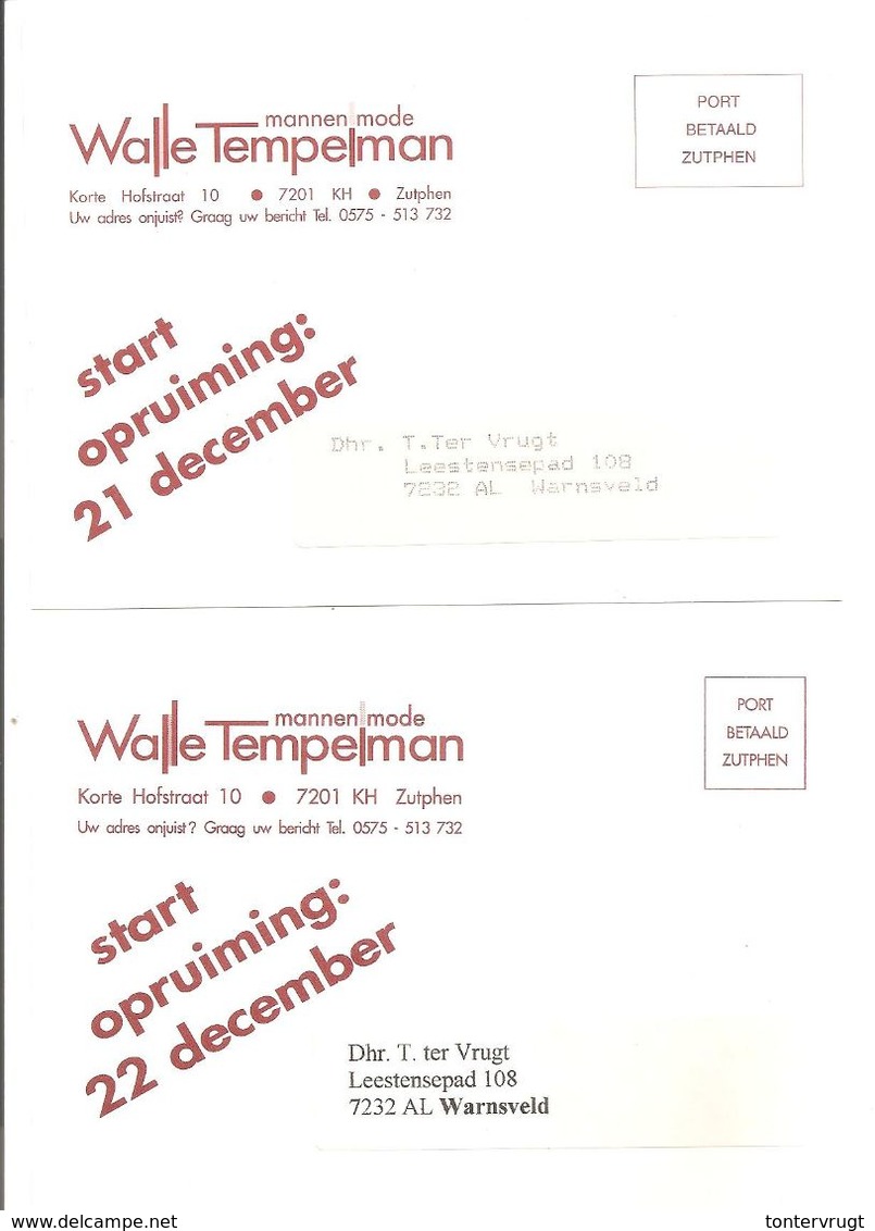 Walle Tempelman.1996+1998.Kerst-Kerstman-Weihnachten-Weihnachtsman. Opruimin-Soldes-Ausverkauf - Zutphen