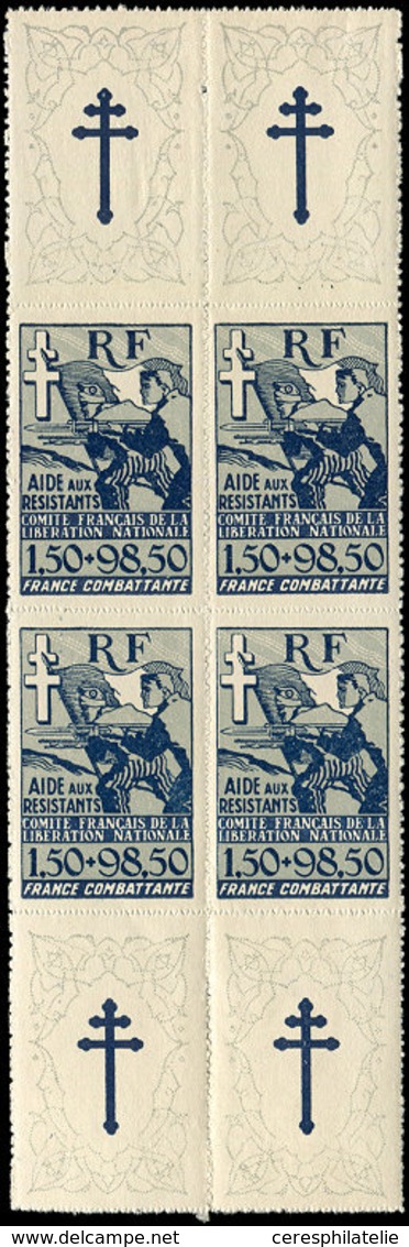 ** 65   Aide Aux Résistants, BLOC De 4 Avec Croix De Lorraine, TB - Sonstige & Ohne Zuordnung