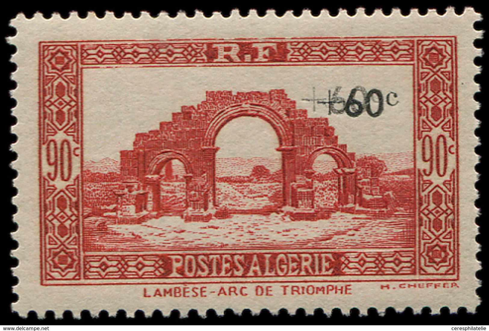 ** ALGERIE 167a : +60c. S. 90c. Rouge, DOUBLE Surcharge, TB - Sonstige & Ohne Zuordnung