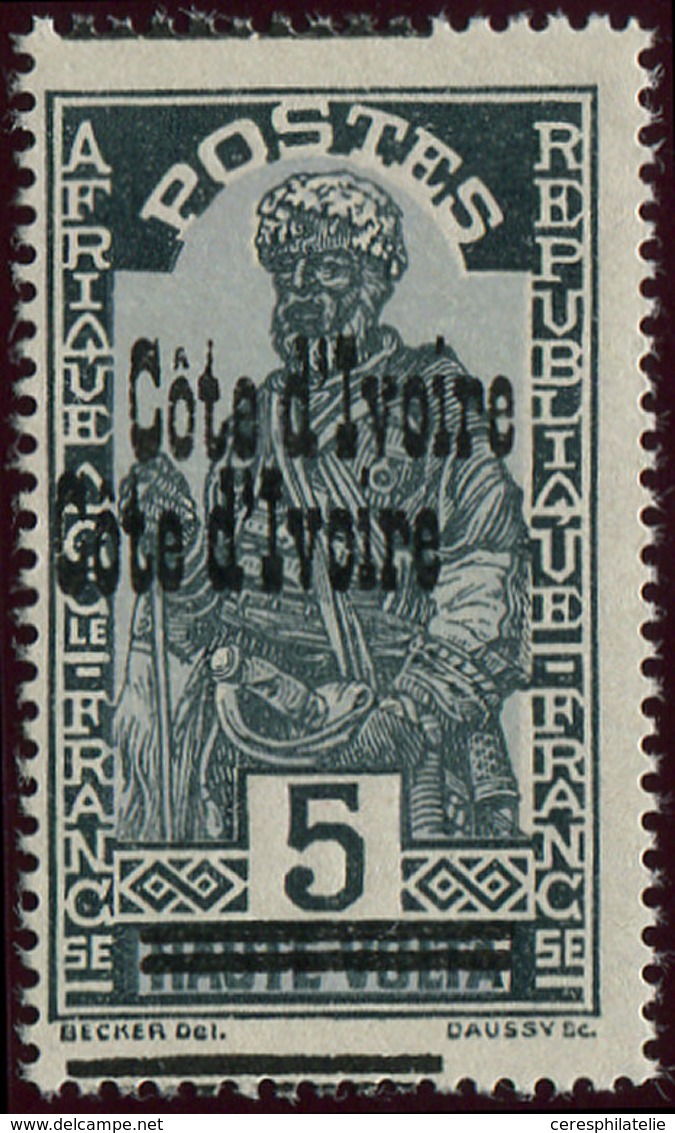 ** COTE D'IVOIRE 90b : 5c. Bleu Noir Et Azur, Surch. DOUBLE, TB - Sonstige & Ohne Zuordnung