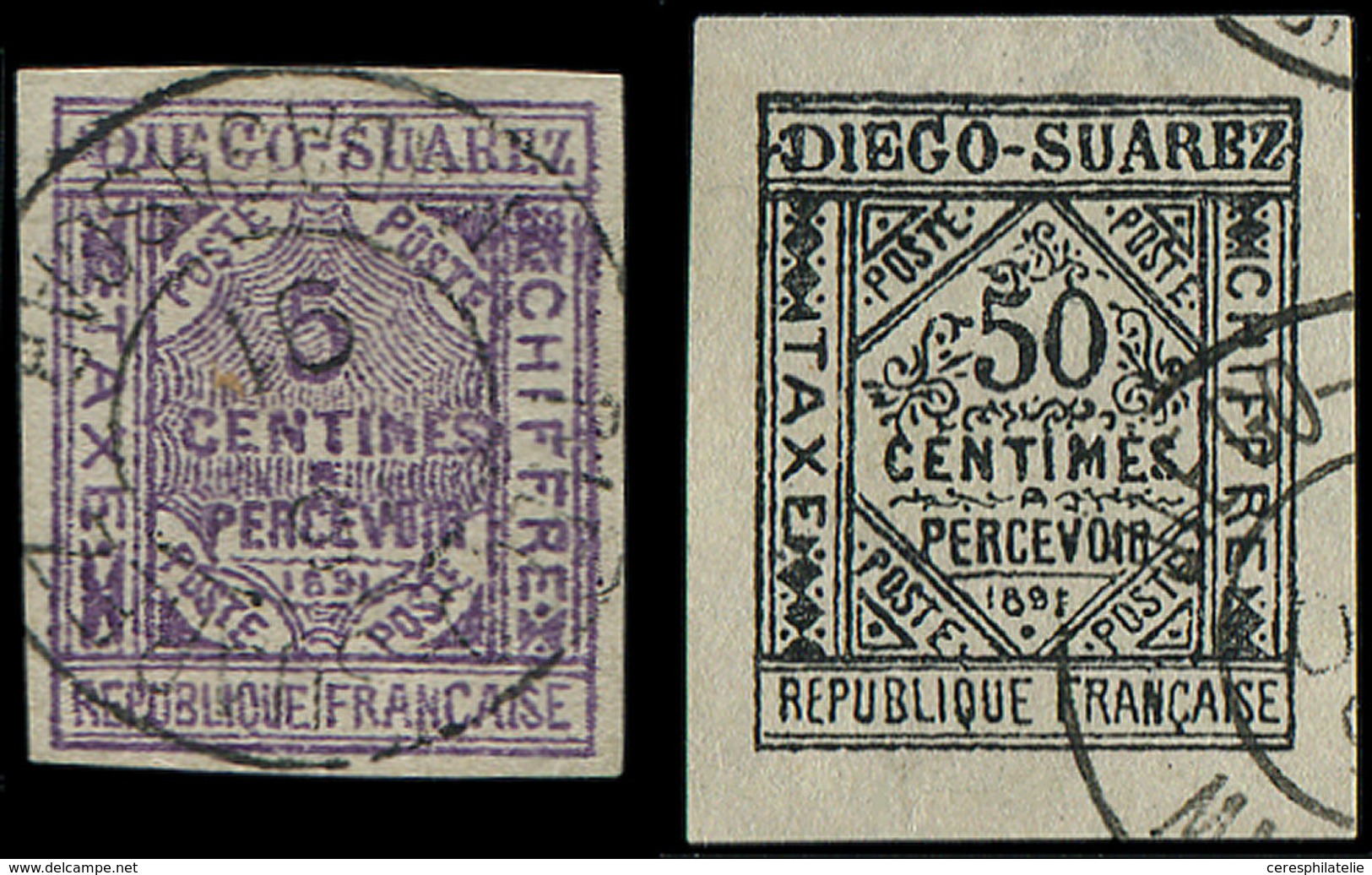 DIEGO SUAREZ Taxe 1/2 : 5c. Et 10c., Litho, Obl., TB - Altri & Non Classificati