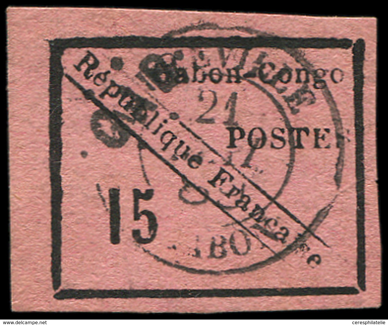 GABON 14 : 15c. Noir Sur Rose, Oblitéré, TTB. Br - Sonstige & Ohne Zuordnung