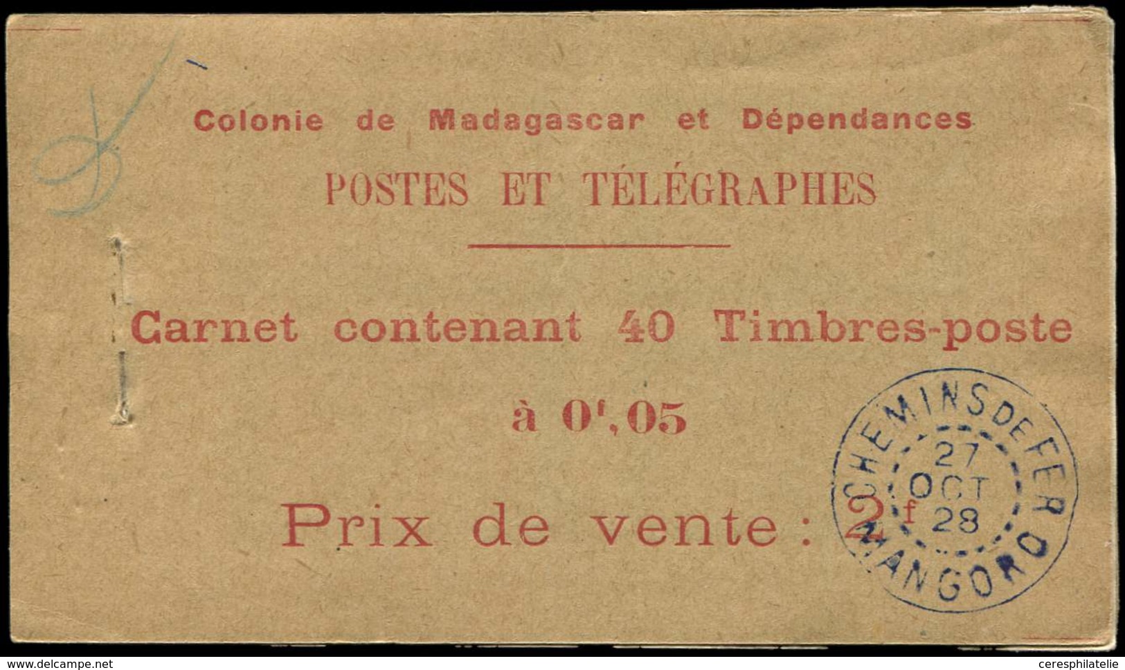 MADAGASCAR Carnet 2 : 5c. Noir Et Rouge N°131, Couverture Détachée, Sinon TB, Cote Maury - Sonstige & Ohne Zuordnung