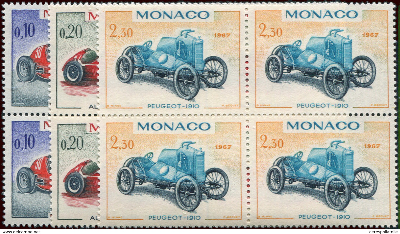 ** MONACO 708/21 : Voitures, La Série En BLOCS De 4, TB - Gebraucht