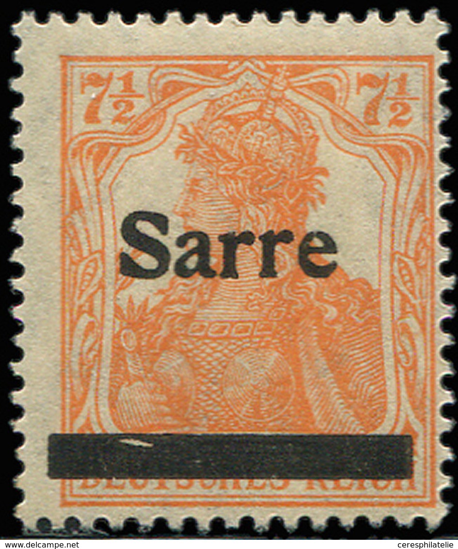 * SARRE 5 : 7 1/2pf. Orange, Variété Encoche Blanche Dans La Barre, TB - Ungebraucht