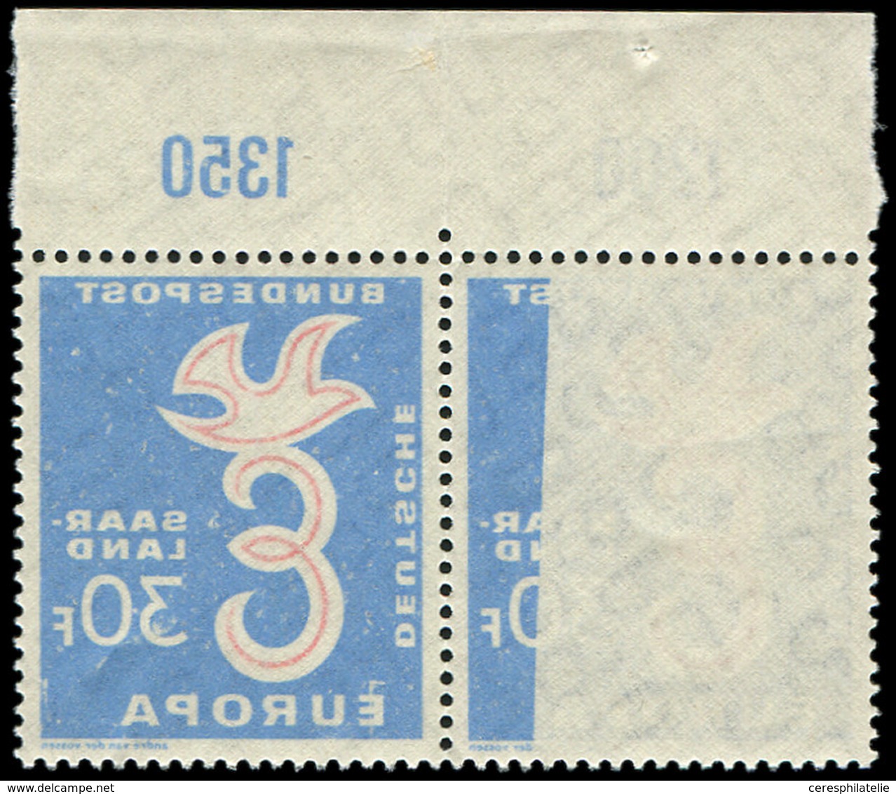 ** SARRE 422 : 30f., Europa 1958, RECTO-VERSO Tenant à Normal, Bdf, TB - Ungebraucht