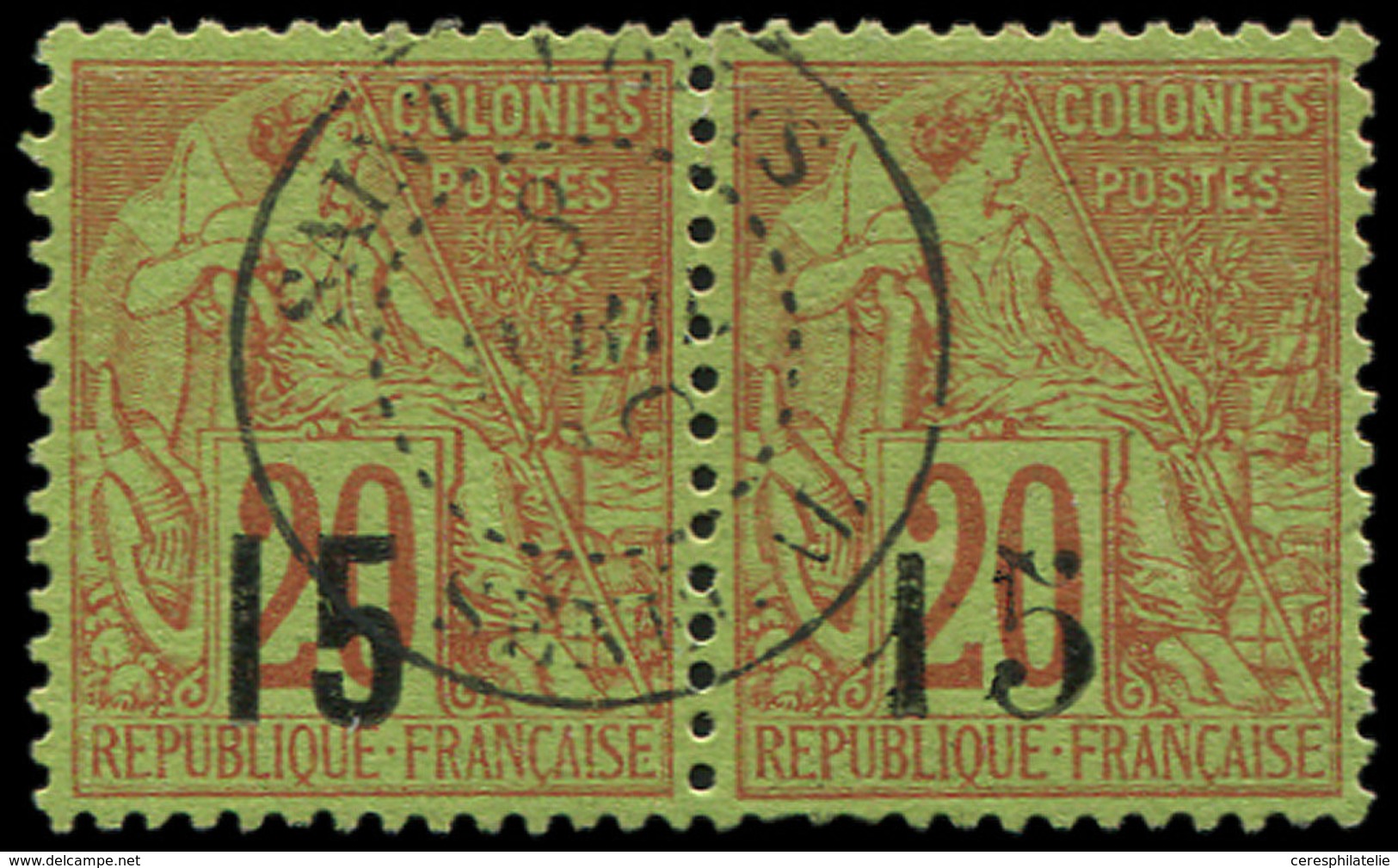 SENEGAL 5e Et 5f : 15 S. 20c. Brique S. Vert, T VI Et VII Se Tenant, Obl., TB - Sonstige & Ohne Zuordnung