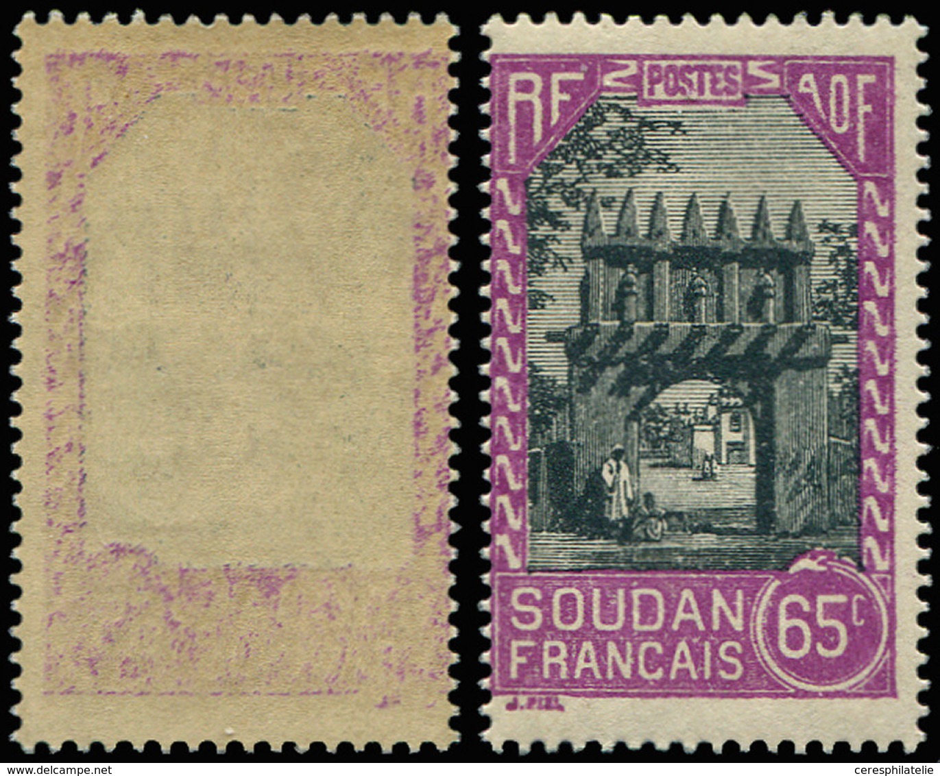 ** SOUDAN 74 : 65c. Violet Et Gris-noir, Impression Du Cadre Au Verso, TB - Sonstige & Ohne Zuordnung