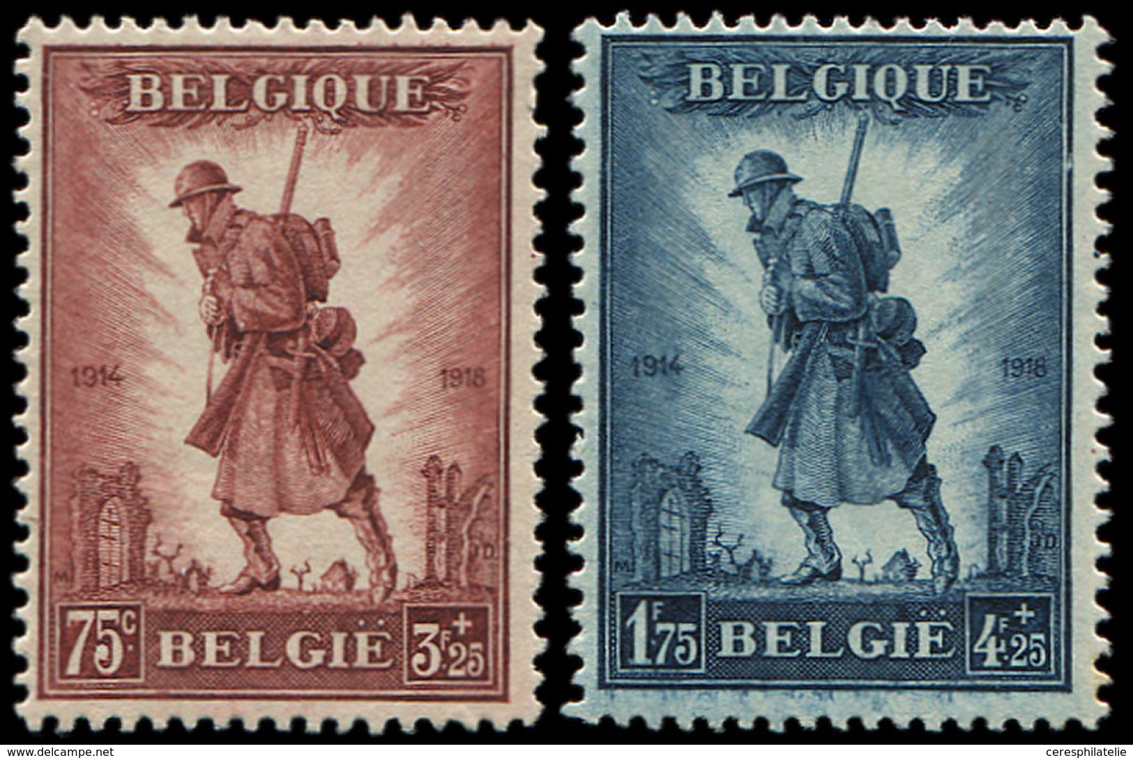 ** BELGIQUE 351/52 : 75c. Brun Et 1f75 Bleu, TB - Sonstige & Ohne Zuordnung