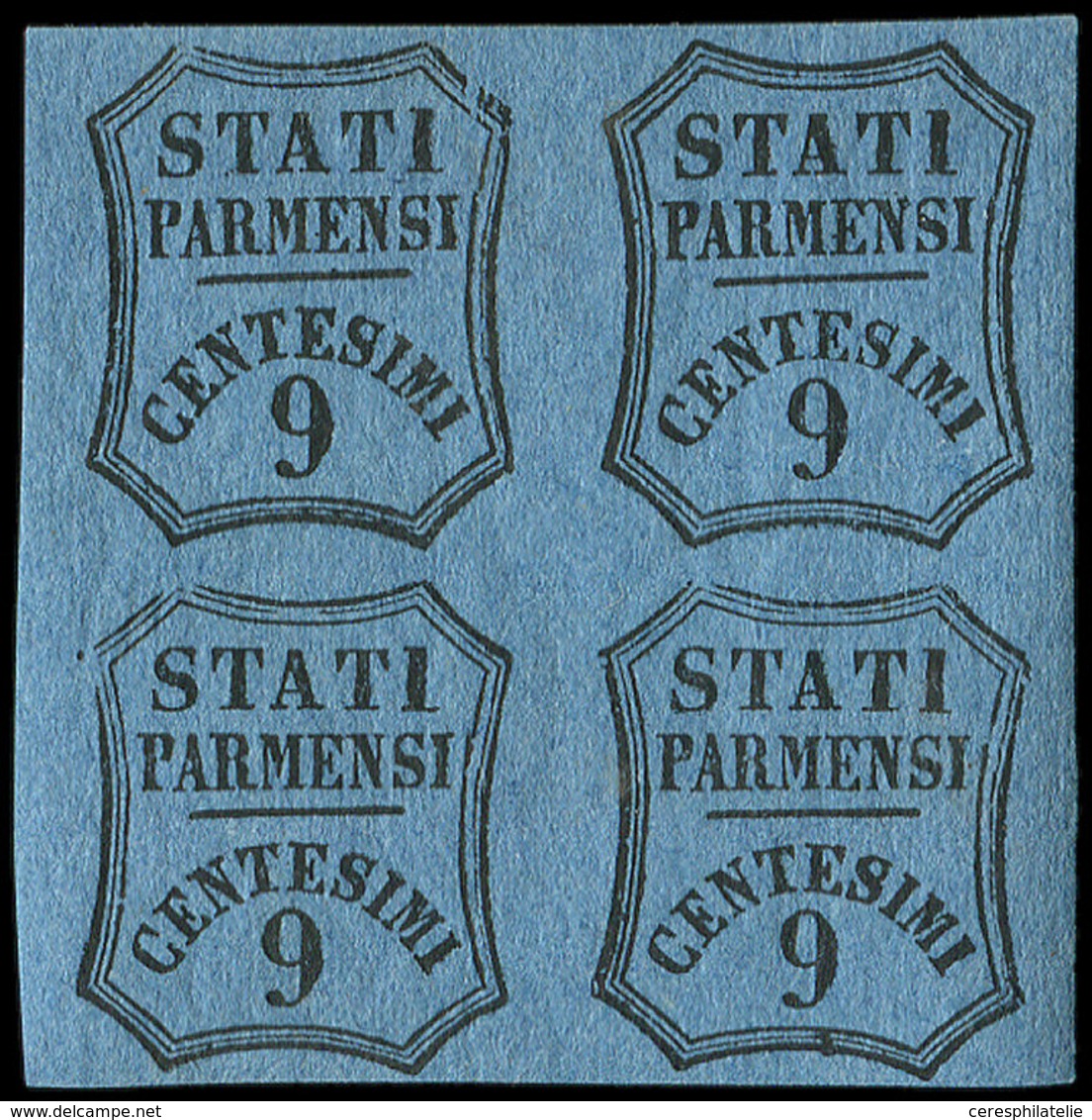 ** ITALIE (ANCIENS ETATS) PARME Taxe Pour Journaux 2a : 9c. Bleu, BLOC De 4, Papier Mince, NON EMIS, TB - Parma