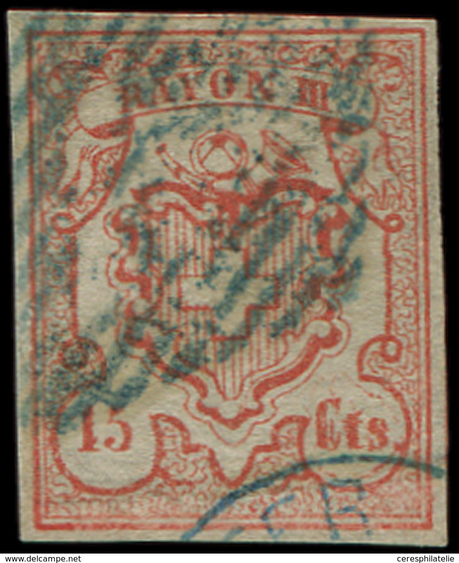 SUISSE 24 : 15Cts Rouge, Obl., Réparé, B/TB - Used Stamps