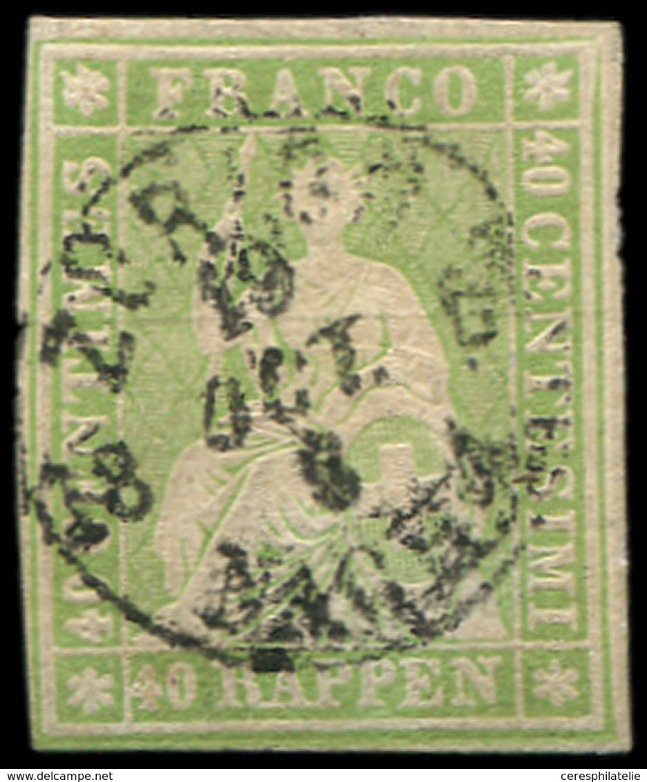 SUISSE 30a : 40r. Vert, Fil De Soie Rouge-brun, Obl., TB. Br - Used Stamps