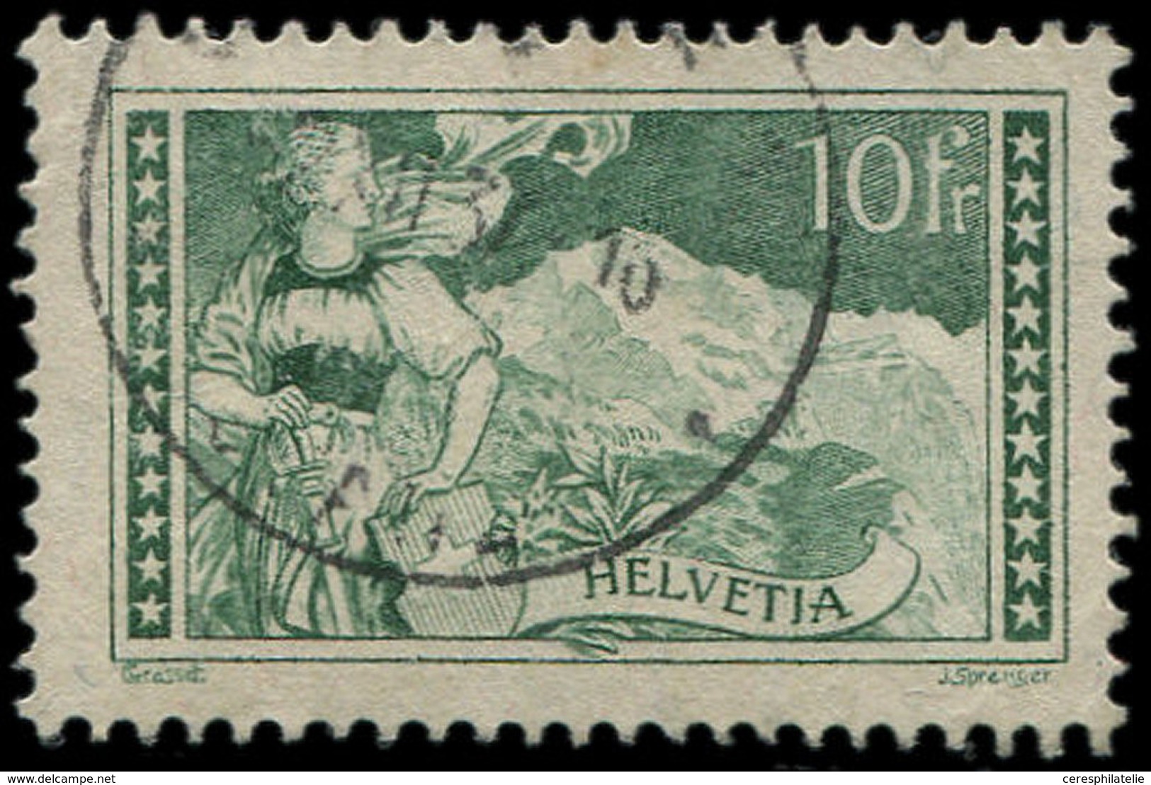 SUISSE 245 : 10f. Vert-gris, Obl., TB - Used Stamps