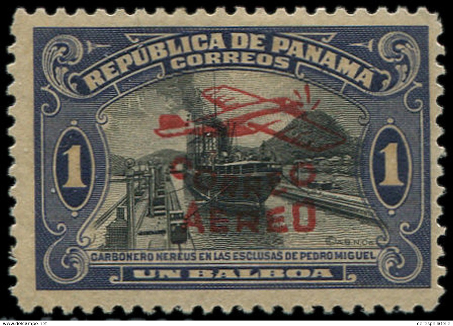 * PANAMA (REPUBLIQUE) PA 9 : 1b. Violet-noir, Surcharge Rouge, TB - Panama