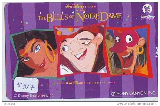 Télécarte DISNEY Du Japon (110-011)  LE BOSSU DE NOTRE DAME (5317) PHONECARD JAPAN * CINEMA * FILM - Disney