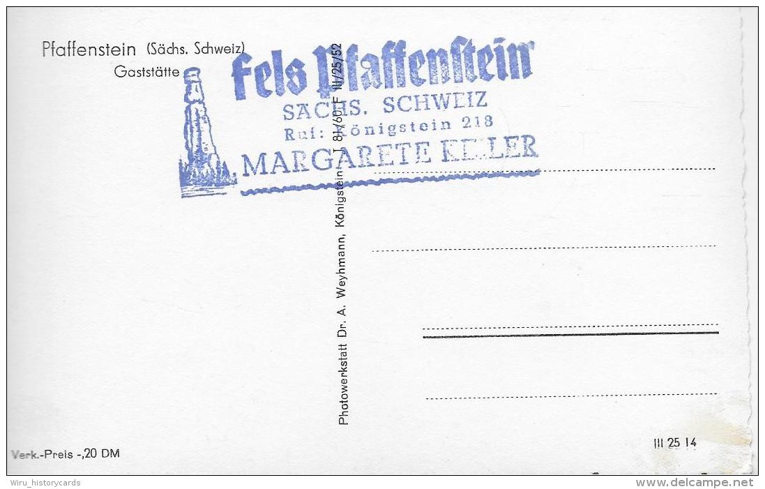 AK 0826  Pfaffenstein ( Sächs. Schweiz ) - Gaststätte / Verlag Weyhmann Um 1950-60 - Königstein (Sächs. Schw.)