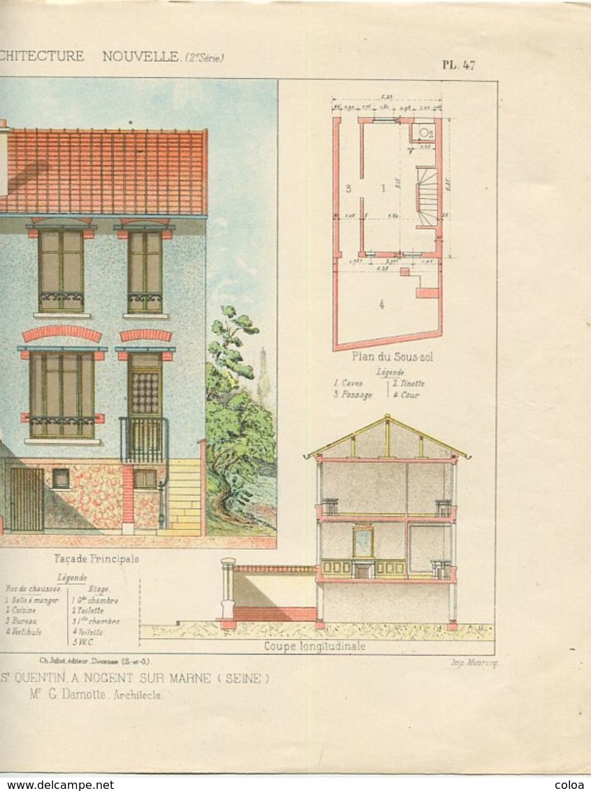 Architecture Planche Couleurs Maison Rue Saint-Quentin Nogent Sur Marne - Architecture